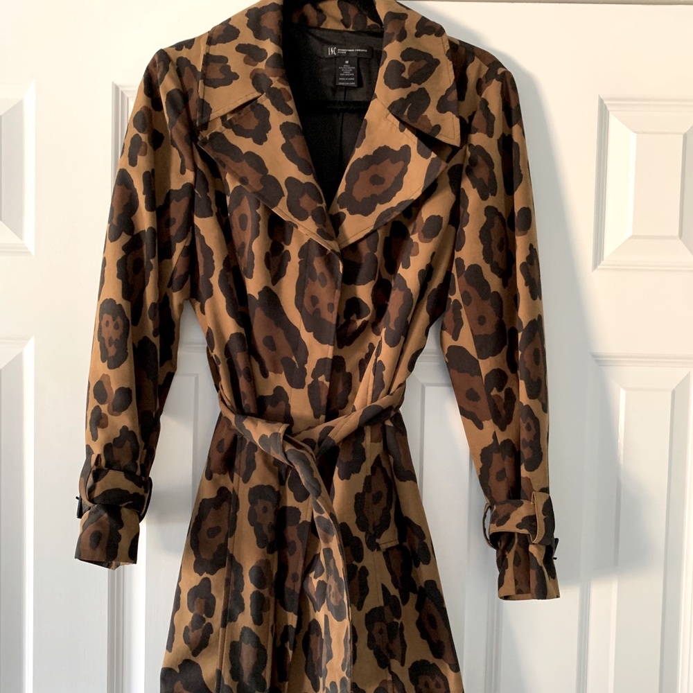 INC leopard trench coat